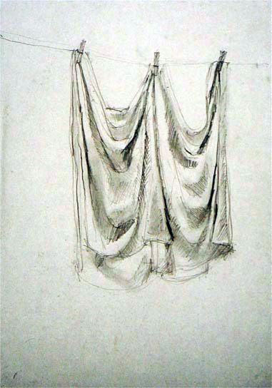 TUCH 4, Zeichnung auf Papier, 48x36, 1989